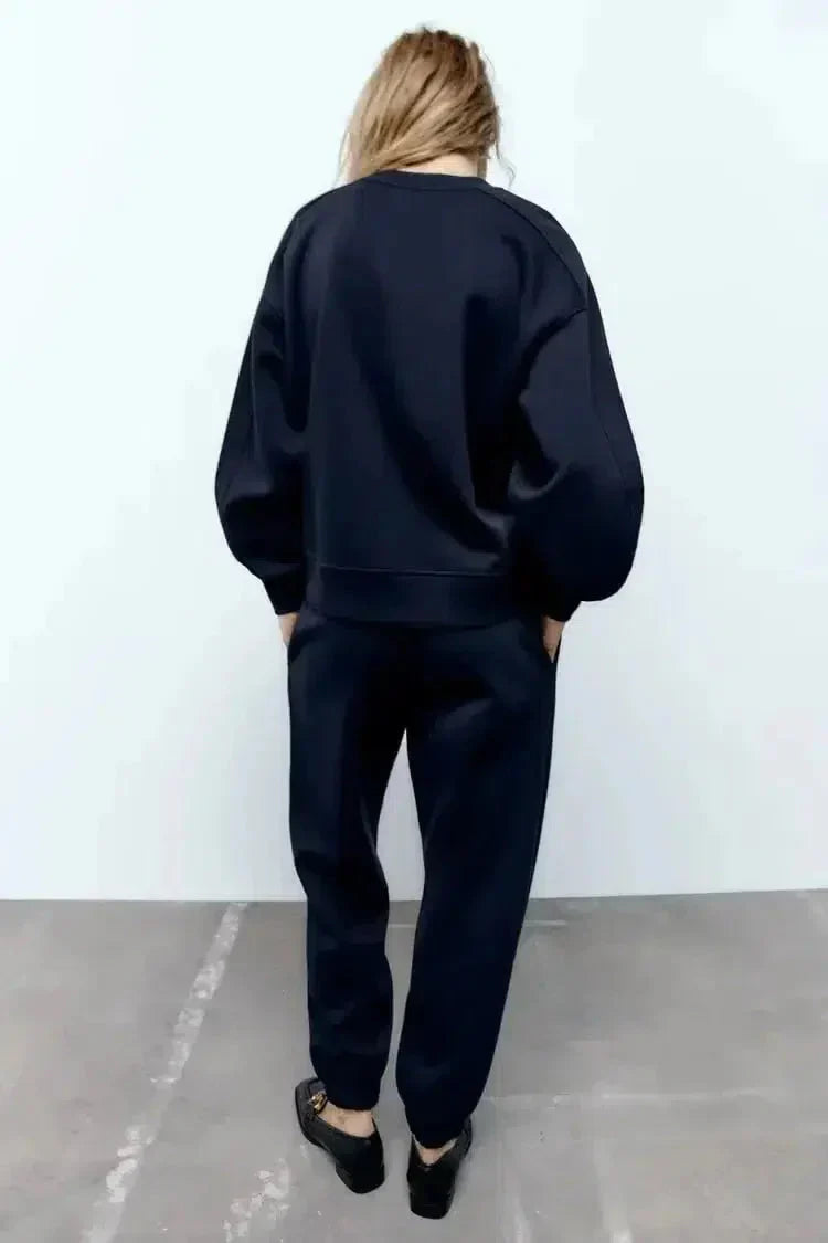 Sierra – Crew neck sweatshirt & jogger-style pants – California lounge set-10174845944135-Ivory Ombre
