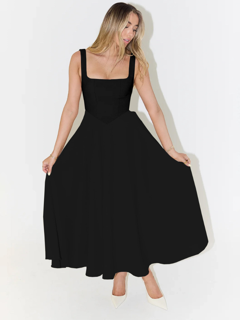 Skye – Sculpted waist – Midi sundress-10174856298823-Ivory Ombre
