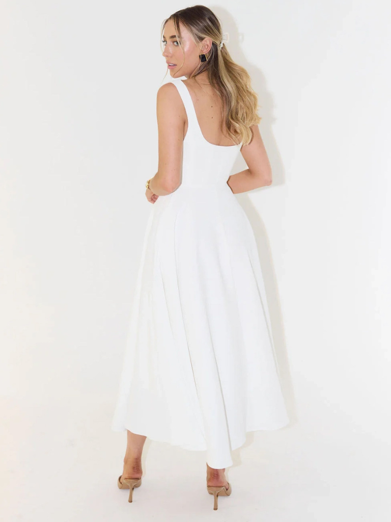 Skye – Sculpted waist – Midi sundress-10174856298823-Ivory Ombre