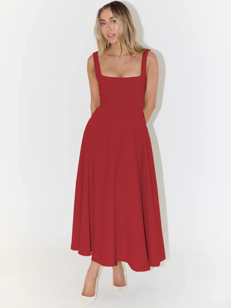Skye – Sculpted waist – Midi sundress-10174856298823-Ivory Ombre