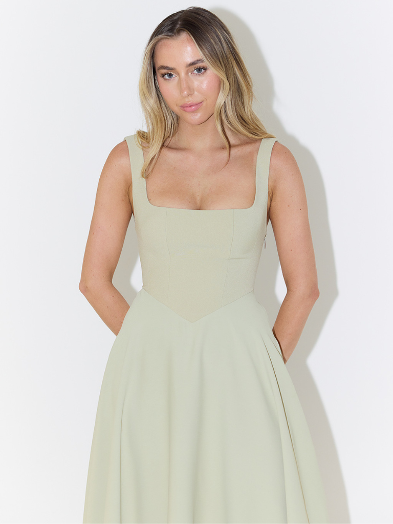 Skye – Sculpted waist – Midi sundress-10174856298823-Ivory Ombre