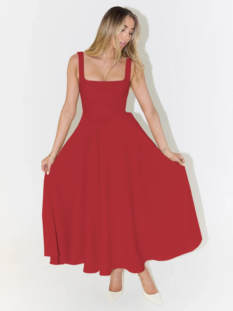 Skye – Sculpted waist – Midi sundress-10174856298823-Ivory Ombre