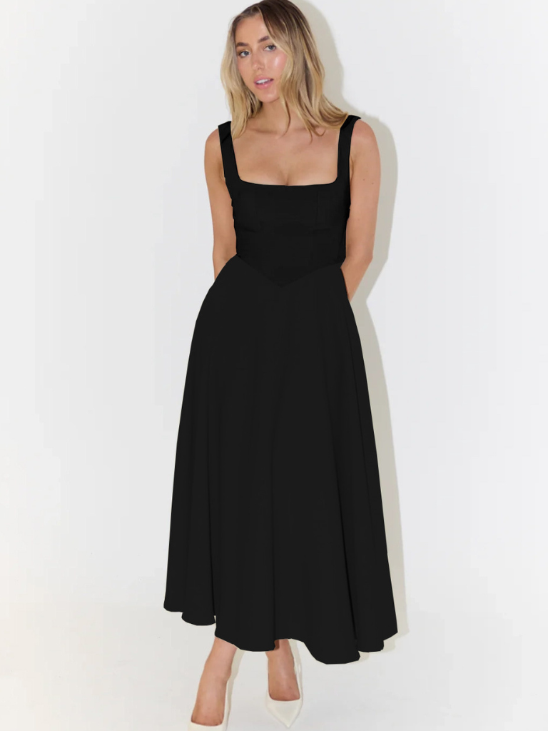 Skye – Sculpted waist – Midi sundress-10174856298823-Ivory Ombre