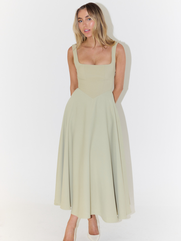 Skye – Sculpted waist – Midi sundress-10174856298823-Ivory Ombre