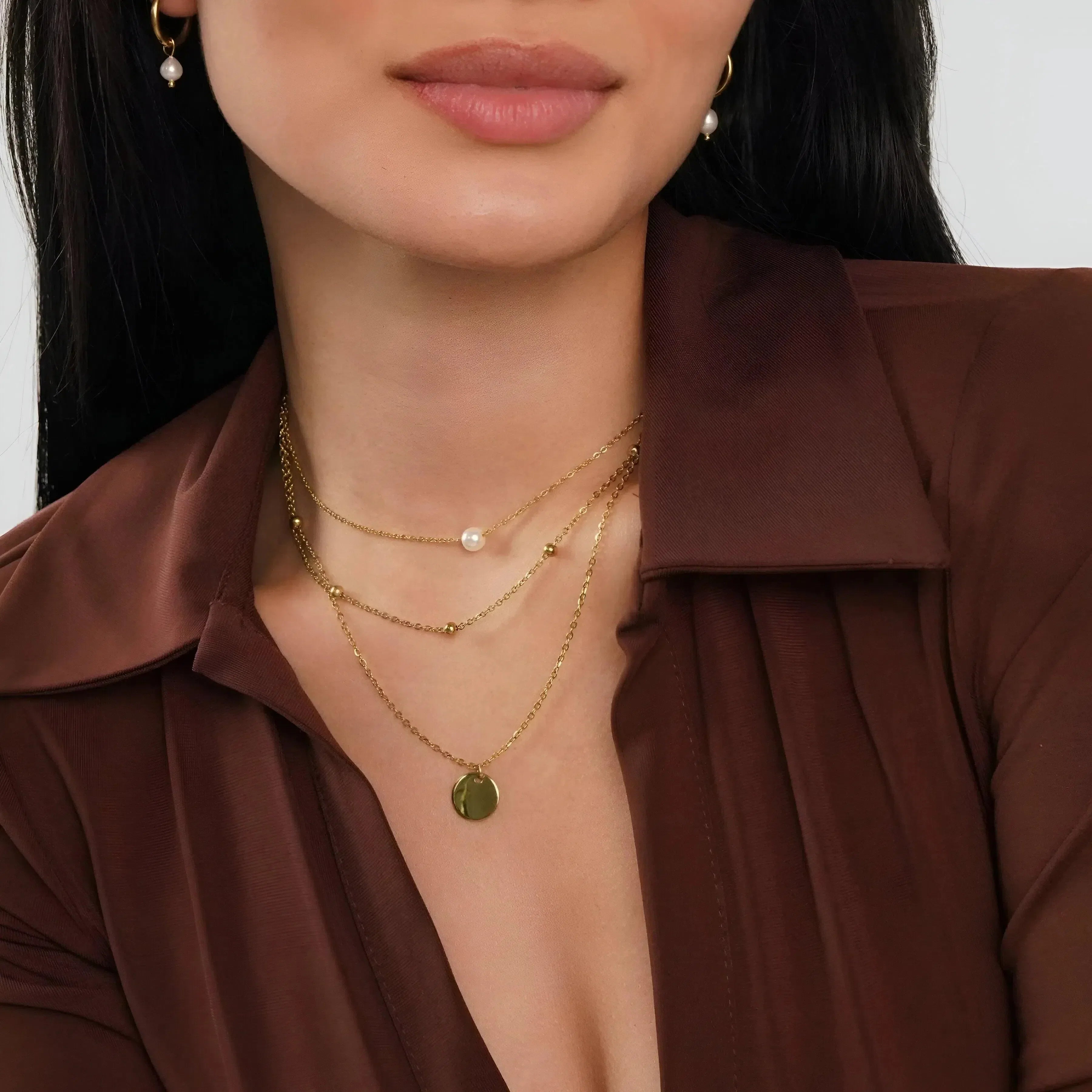 Solania – Layered disc design – Pendant necklace-10173355131207-Ivory Ombre