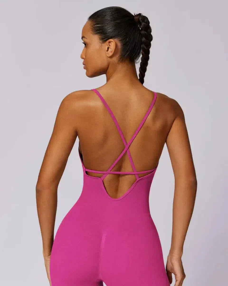 Solara – V-neckline – Modern active jumpsuit-10174777852231-Ivory Ombre