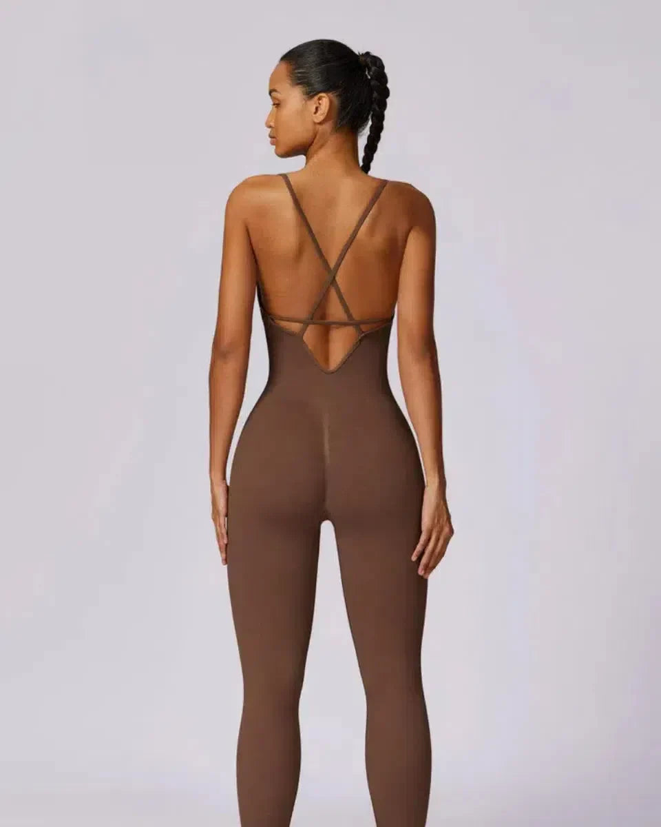 Solara – V-neckline – Modern active jumpsuit-10174777852231-Ivory Ombre