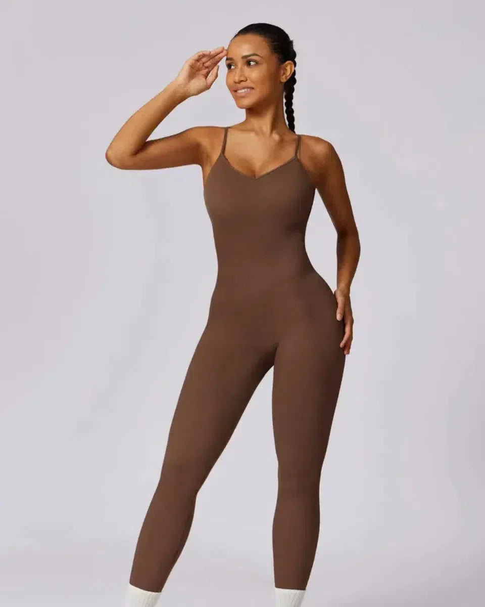 Solara – V-neckline – Modern active jumpsuit-10174777852231-Ivory Ombre