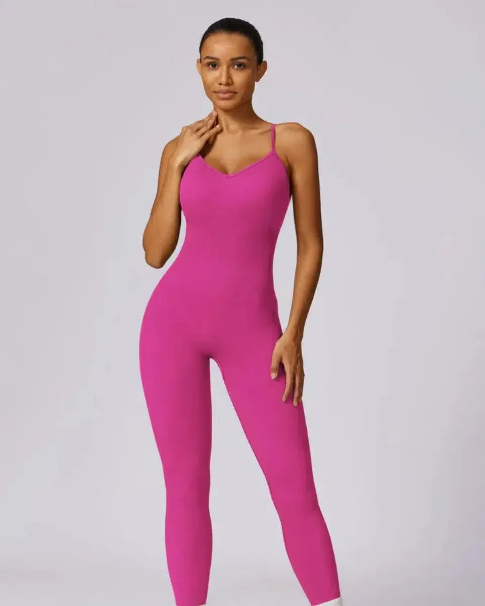 Solara – V-neckline – Modern active jumpsuit-10174777852231-Ivory Ombre
