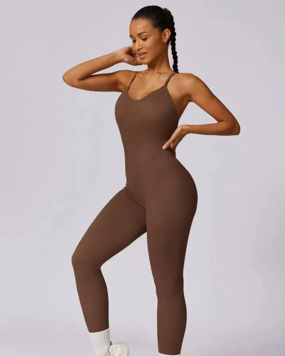 Solara – V-neckline – Modern active jumpsuit-10174777852231-Ivory Ombre