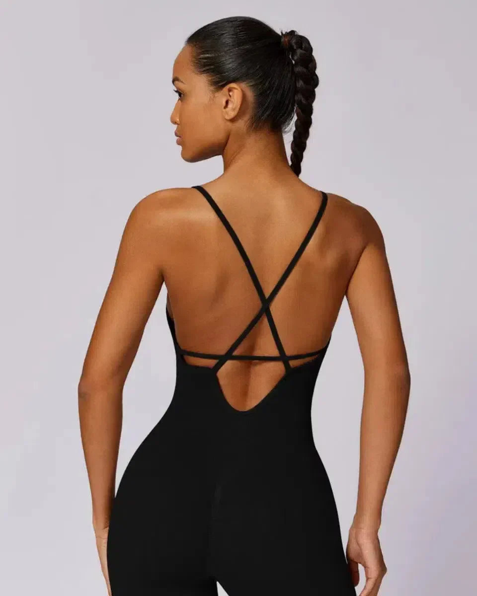 Solara – V-neckline – Modern active jumpsuit-10174777852231-Ivory Ombre
