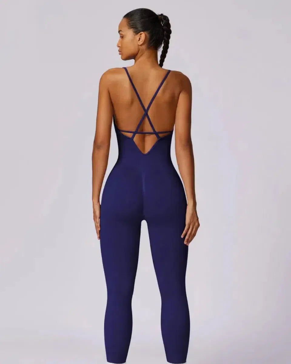 Solara – V-neckline – Modern active jumpsuit-10174777852231-Ivory Ombre