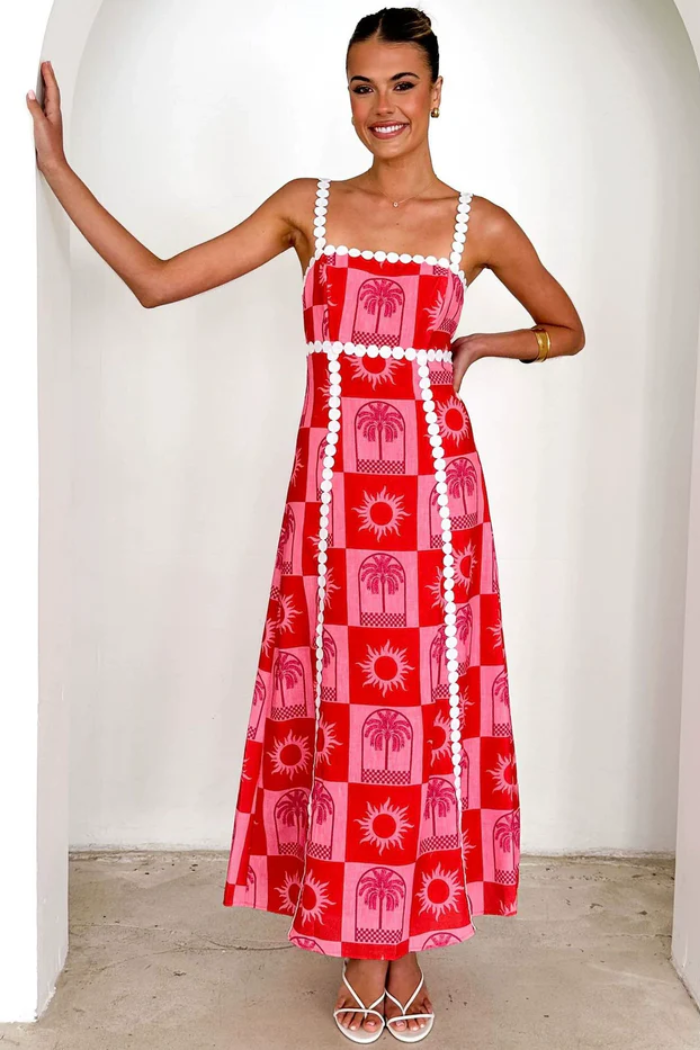 Solelia – Sunset tile motif – Maxi dress-10199180214599-Ivory Ombre