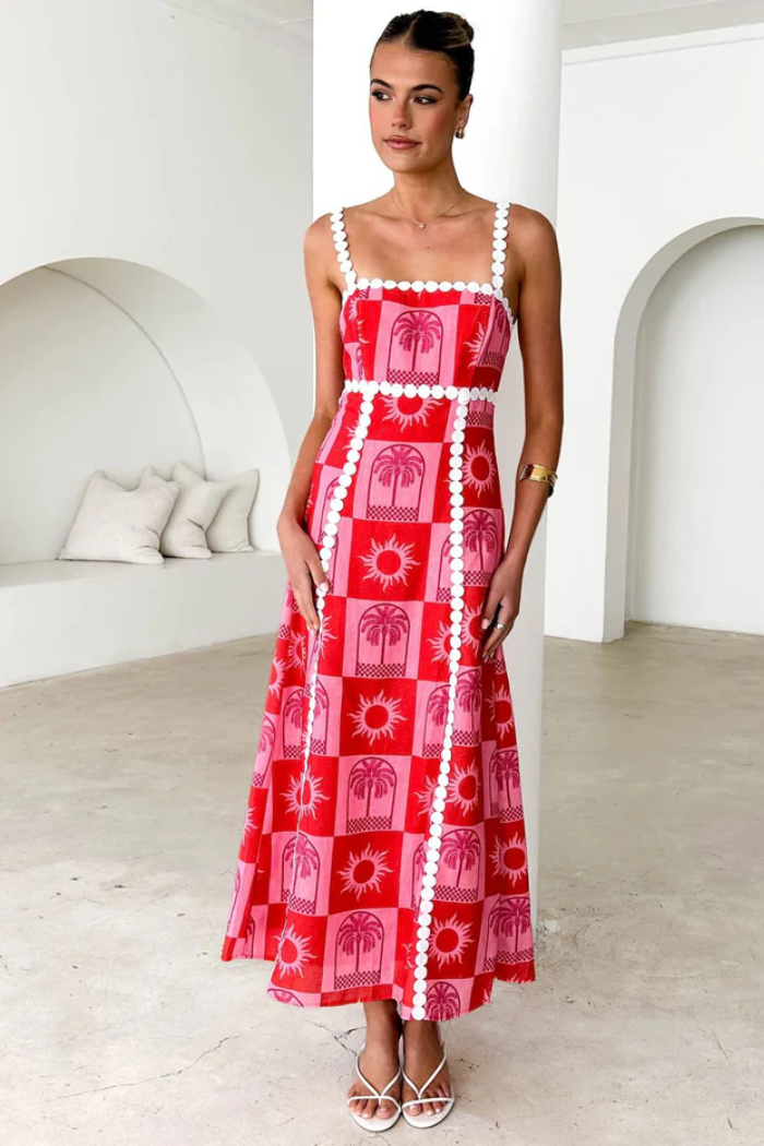 Solelia – Sunset tile motif – Maxi dress-10199180214599-Ivory Ombre