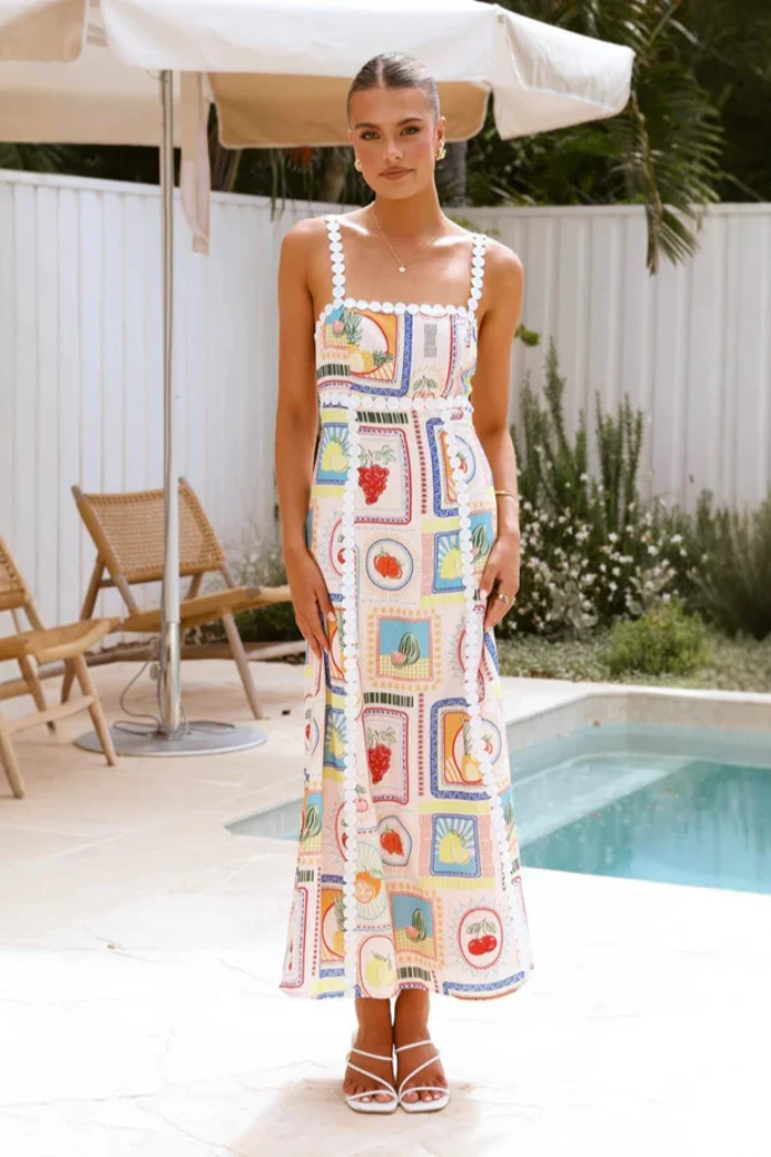 Solelia – Sunset tile motif – Maxi dress-10199180214599-Ivory Ombre