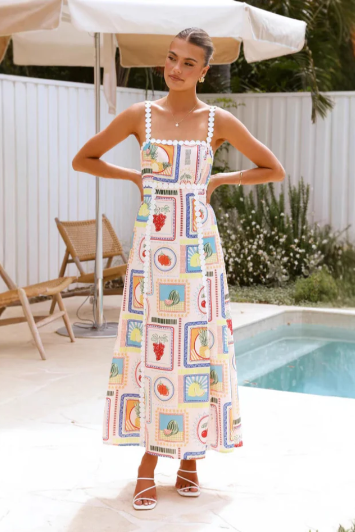 Solelia – Sunset tile motif – Maxi dress-10199180214599-Ivory Ombre