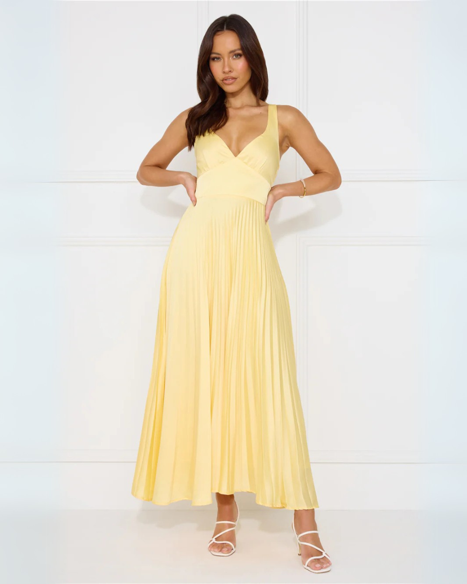Soléna – Pleated design – Midi dress-10174724505927-Ivory Ombre