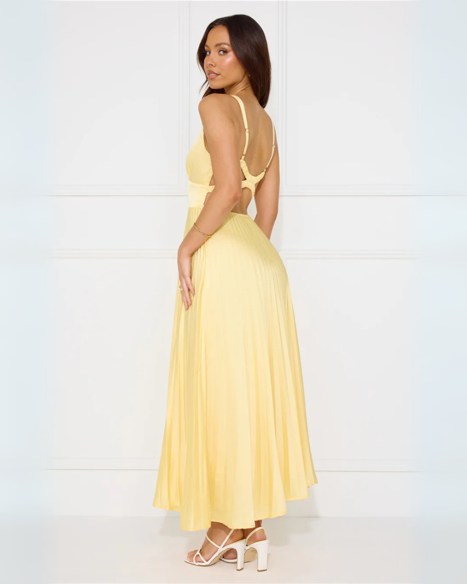 Soléna – Pleated design – Midi dress-10174724505927-Ivory Ombre