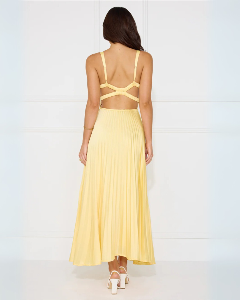 Soléna – Pleated design – Midi dress-10174724505927-Ivory Ombre