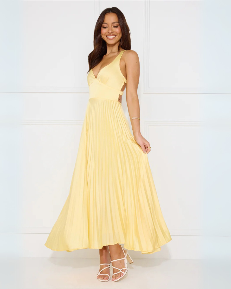 Soléna – Pleated design – Midi dress-10174724505927-Ivory Ombre
