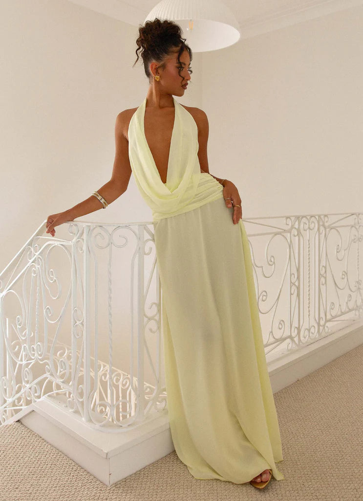 Solenya – Soft drape – Maxi dress-10188505612615-Ivory Ombre