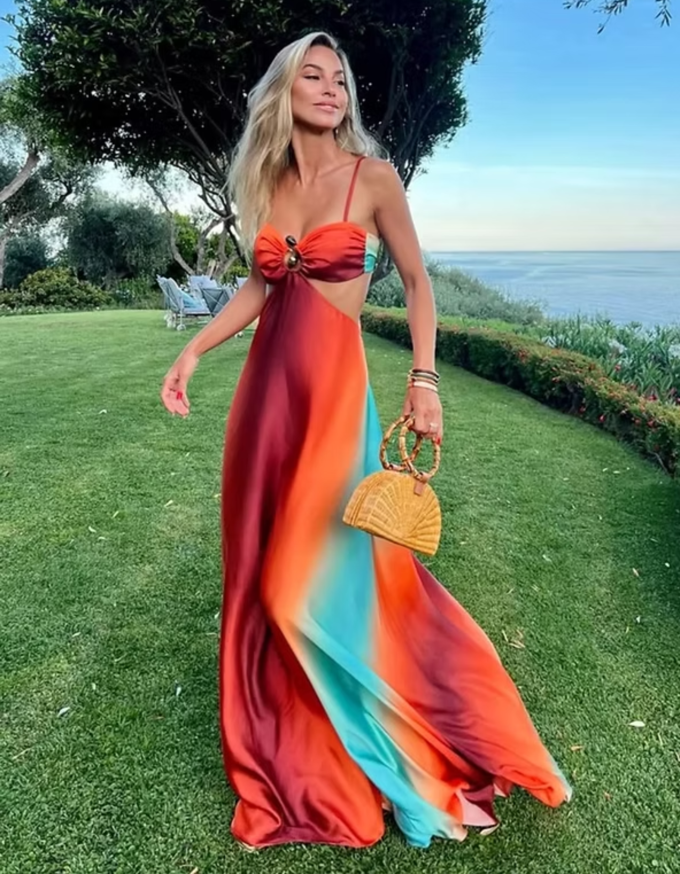Solmarisse – Ombre cut-out – Maxi beach dress-10174858264903-Ivory Ombre