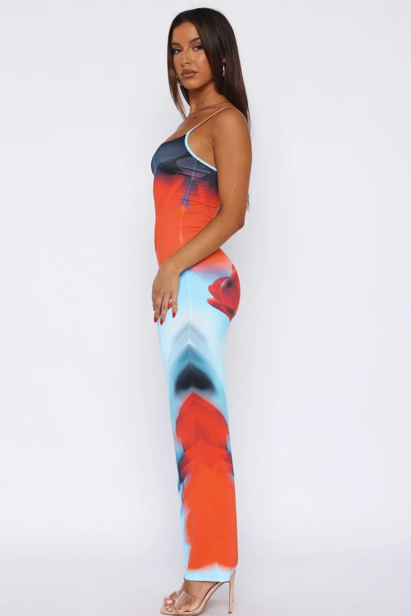 Solvéra – Fluid abstract gradient – Spaghetti strap maxi dress-10174853906759-Ivory Ombre