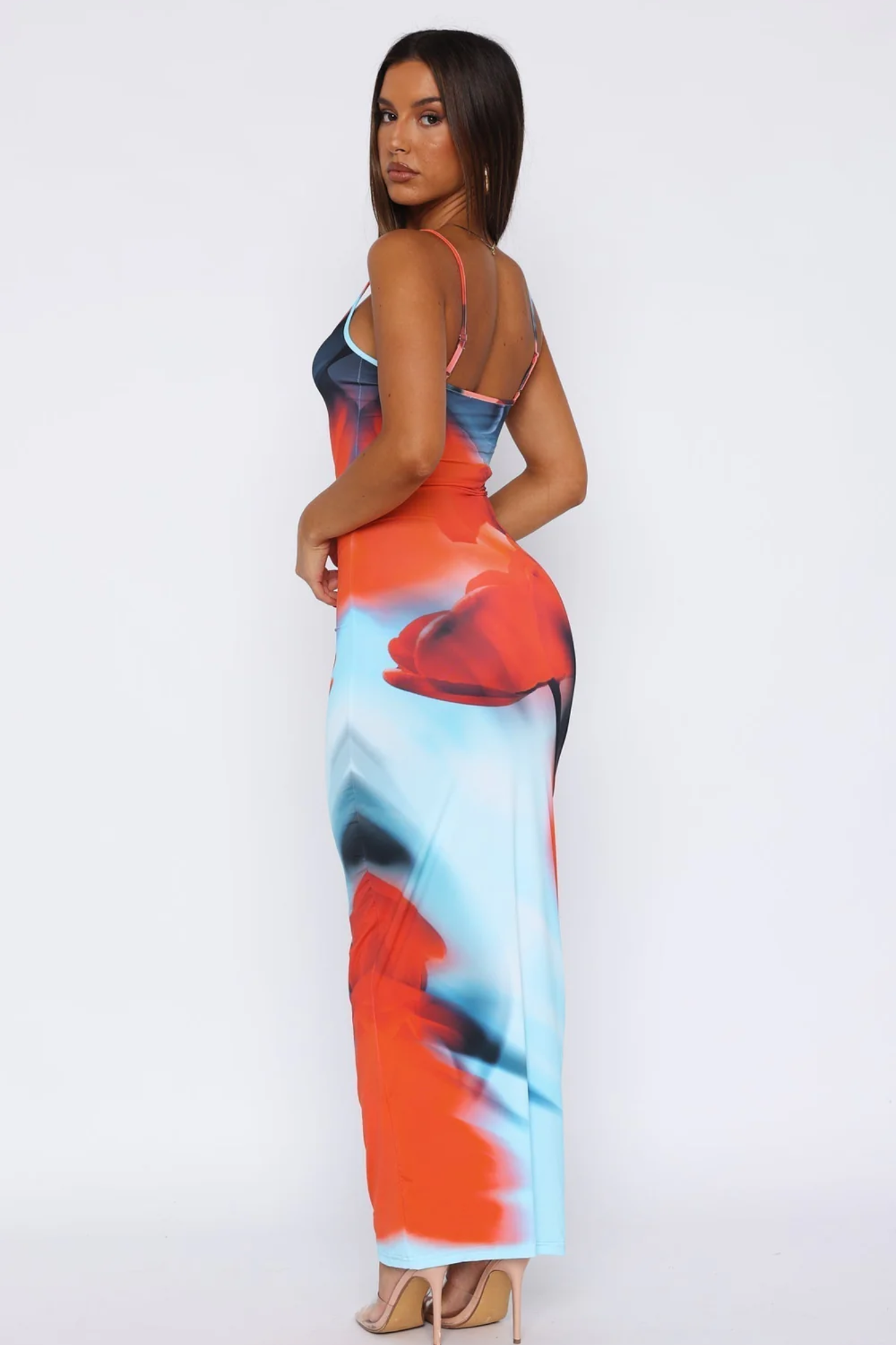 Solvéra – Fluid abstract gradient – Spaghetti strap maxi dress-10174853906759-Ivory Ombre