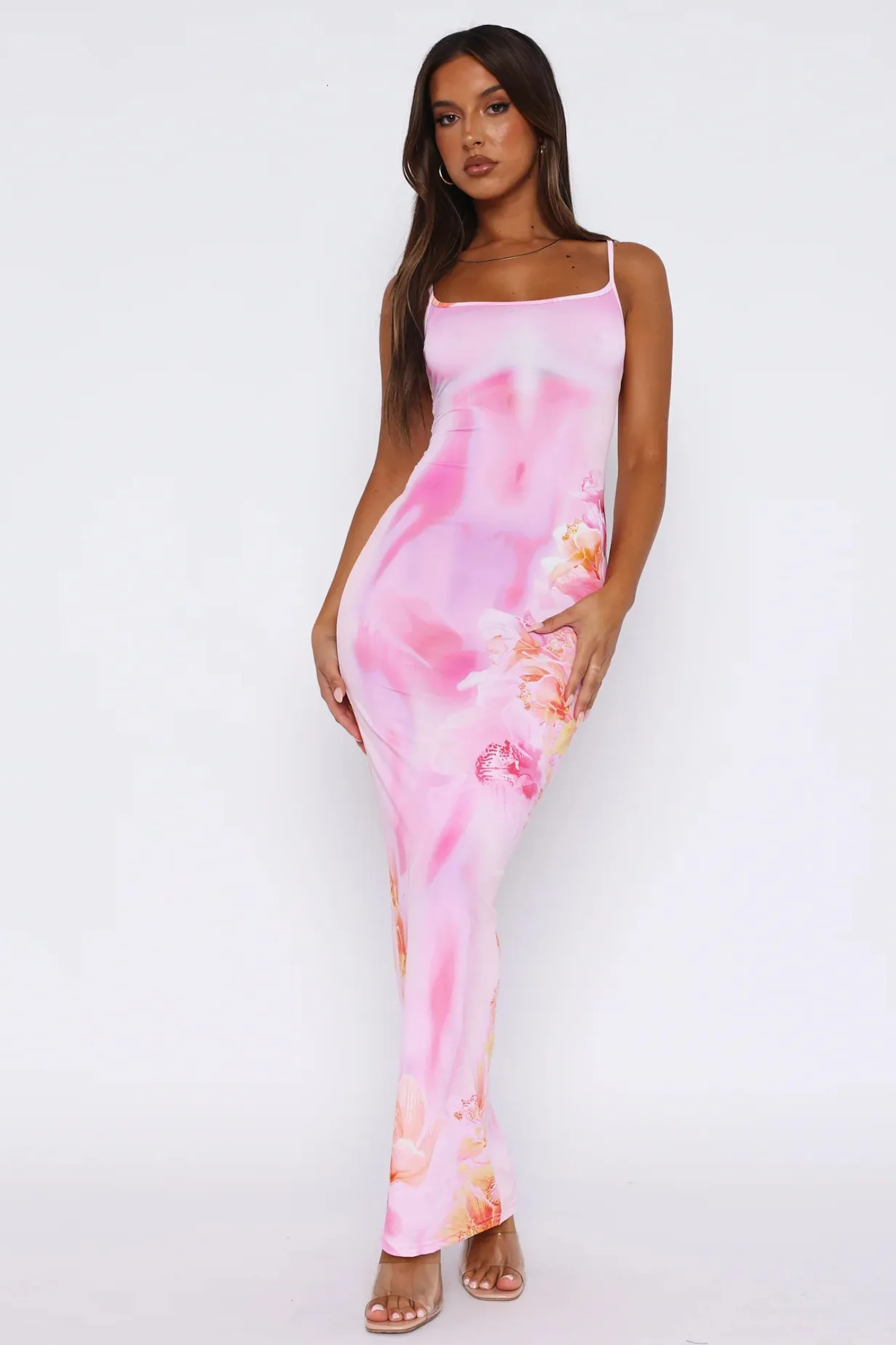 Solvéra – Fluid abstract gradient – Spaghetti strap maxi dress-10174853906759-Ivory Ombre