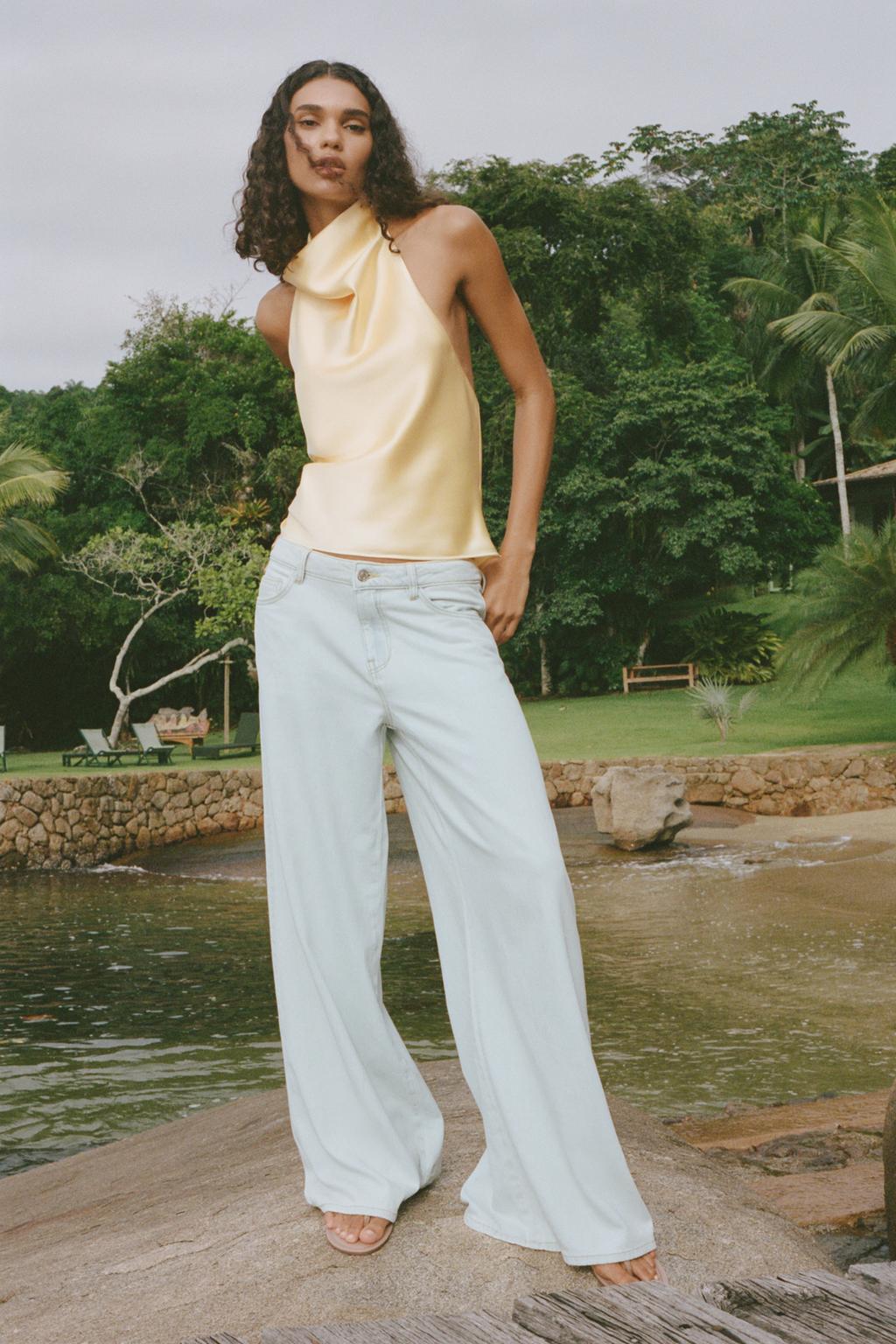 Solviera – Draped halter – Satin top-10191372714311-Ivory Ombre
