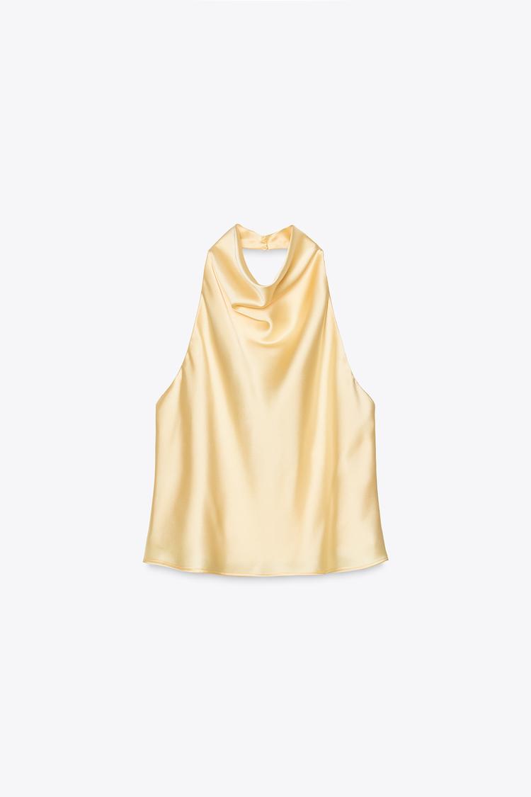 Solviera – Draped halter – Satin top-10191372714311-Ivory Ombre