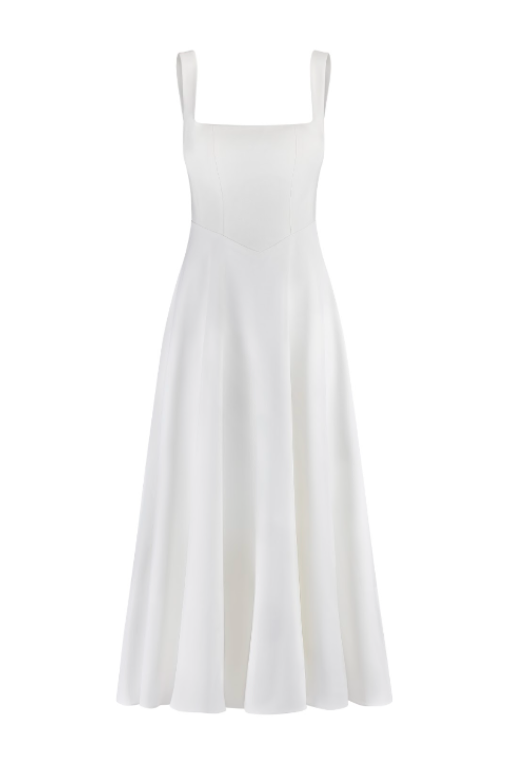 Sophiara – Square neckline grace – Midi dress-10174741872967-Ivory Ombre