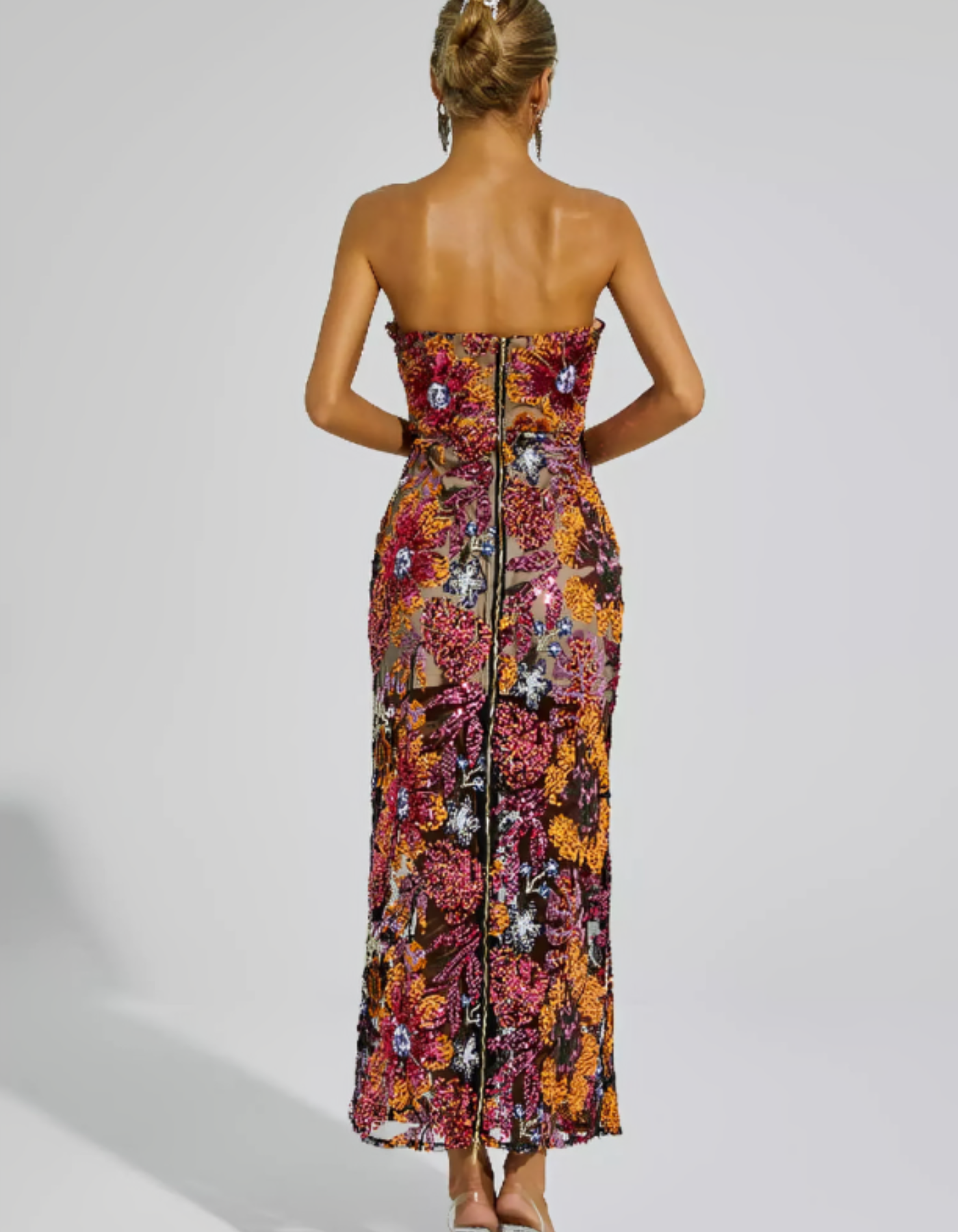 Soravella – Embroidered illusion – Strapless evening dress-10174863737159-Ivory Ombre