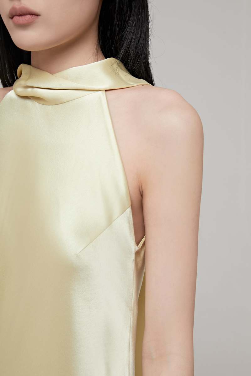 Sorélia – Satin halter – Slip dress-10183329677639-Ivory Ombre