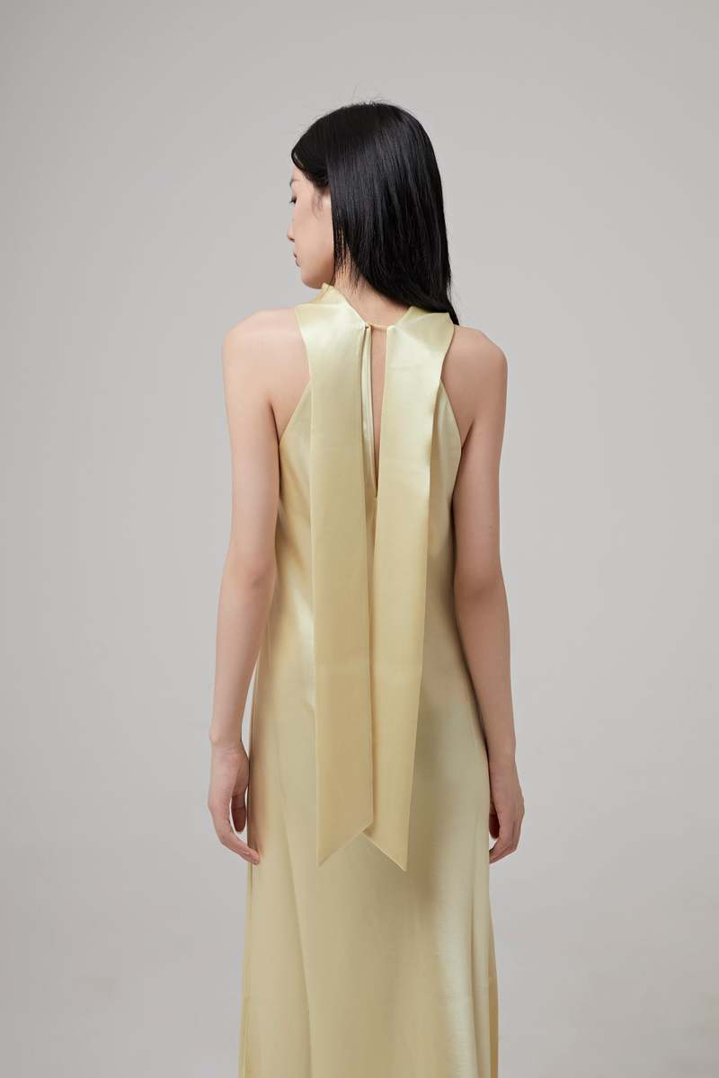 Sorélia – Satin halter – Slip dress-10183329677639-Ivory Ombre