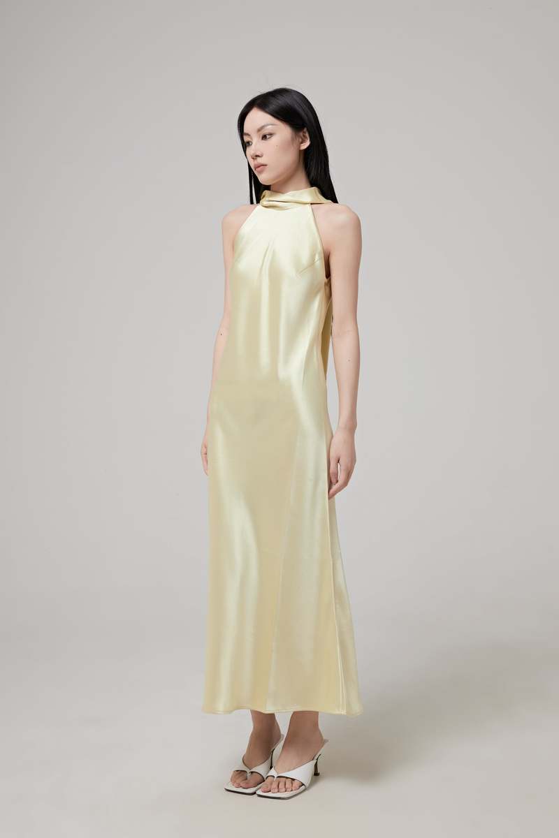 Sorélia – Satin halter – Slip dress-10183329677639-Ivory Ombre