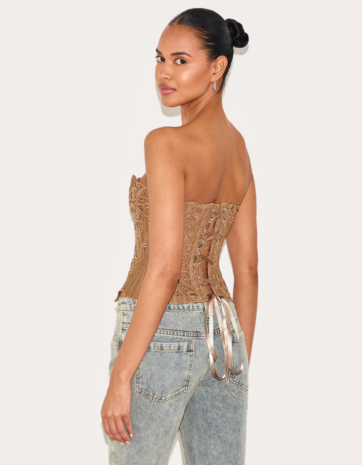 Sorellina – Embroidered cut-out lace – Corset top-10174743740743-Ivory Ombre