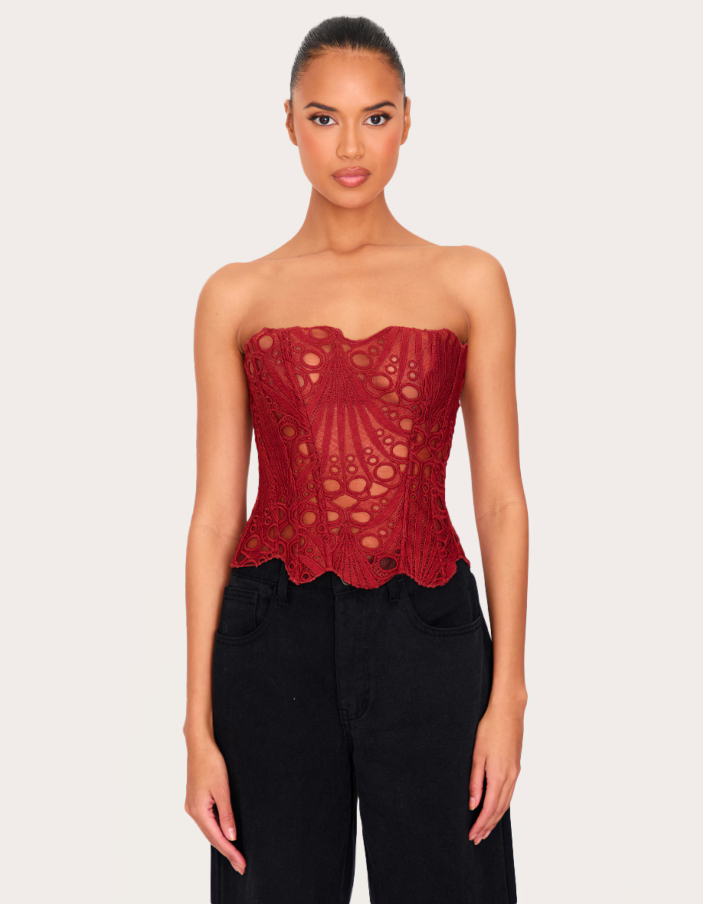 Sorellina – Embroidered cut-out lace – Corset top-10174743740743-Ivory Ombre