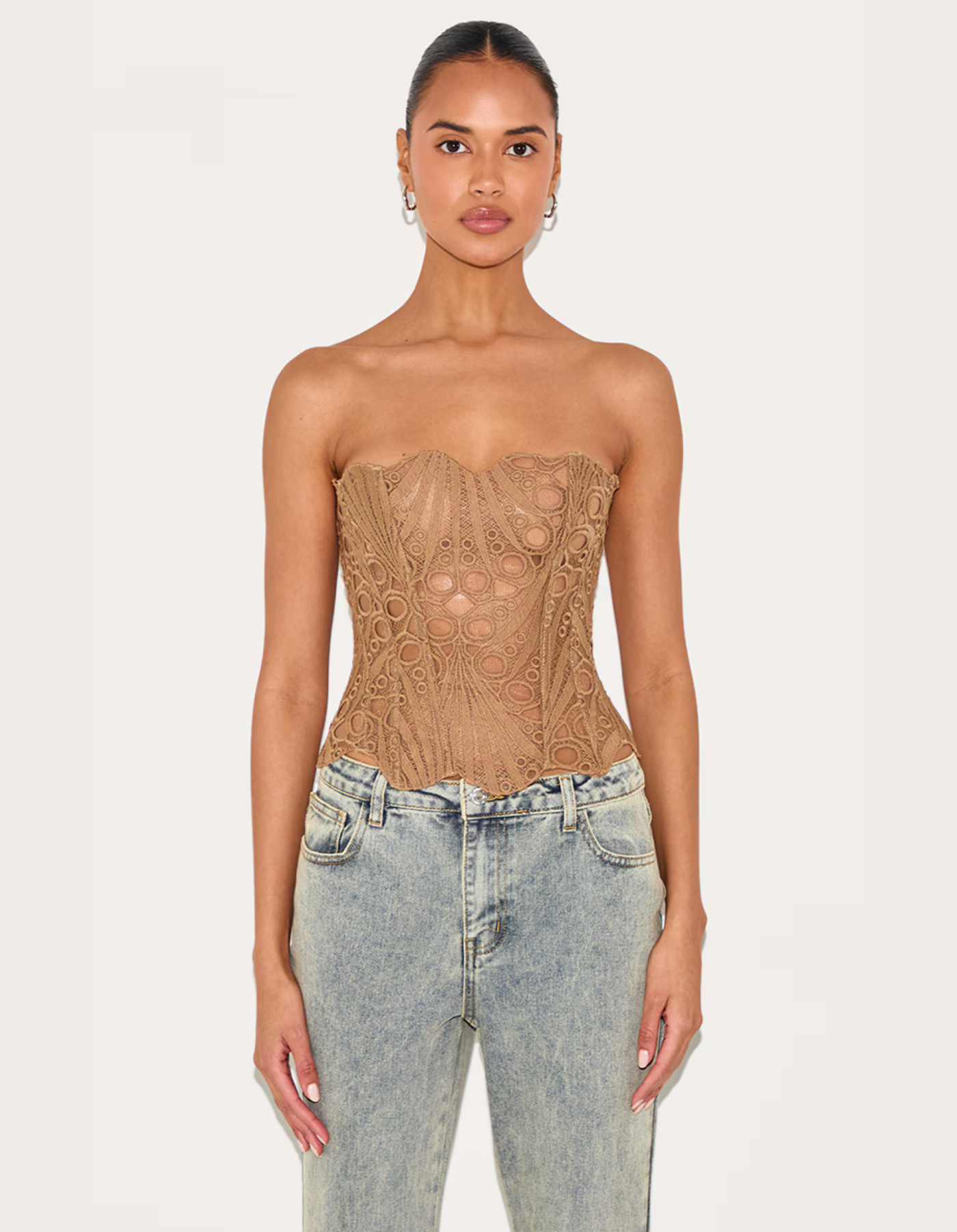 Sorellina – Embroidered cut-out lace – Corset top-10174743740743-Ivory Ombre