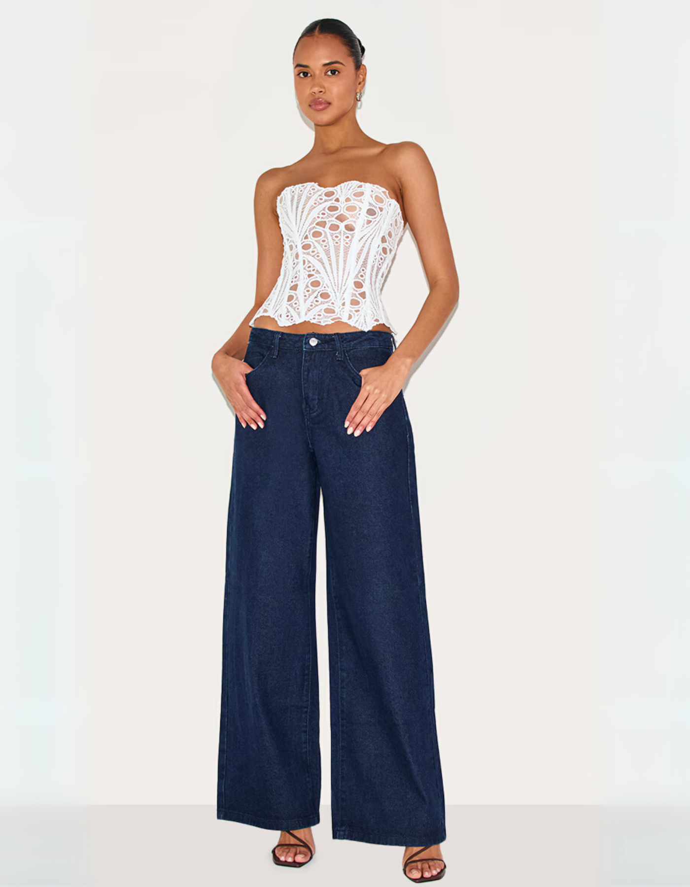Sorellina – Embroidered cut-out lace – Corset top-10174743740743-Ivory Ombre