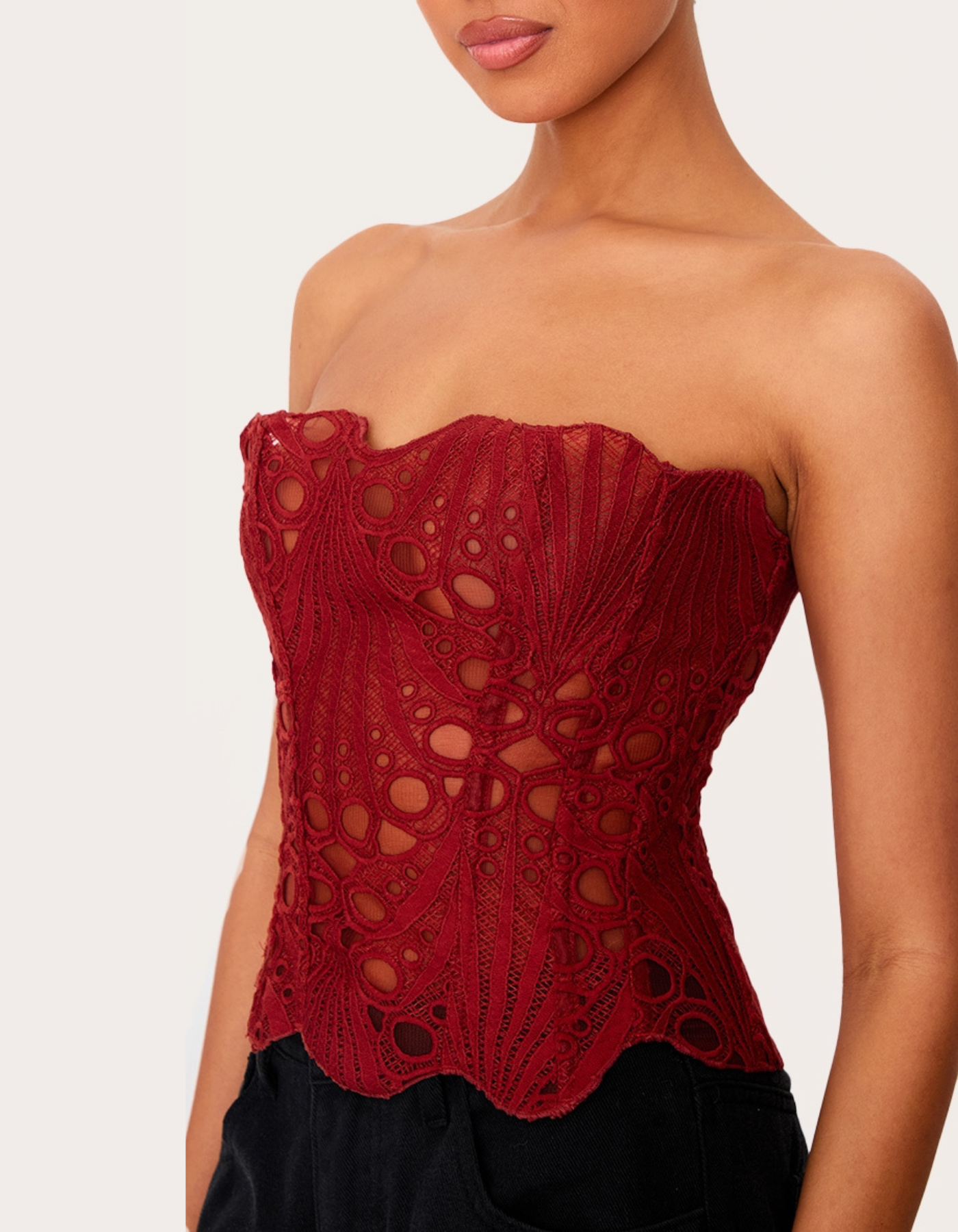 Sorellina – Embroidered cut-out lace – Corset top-10174743740743-Ivory Ombre