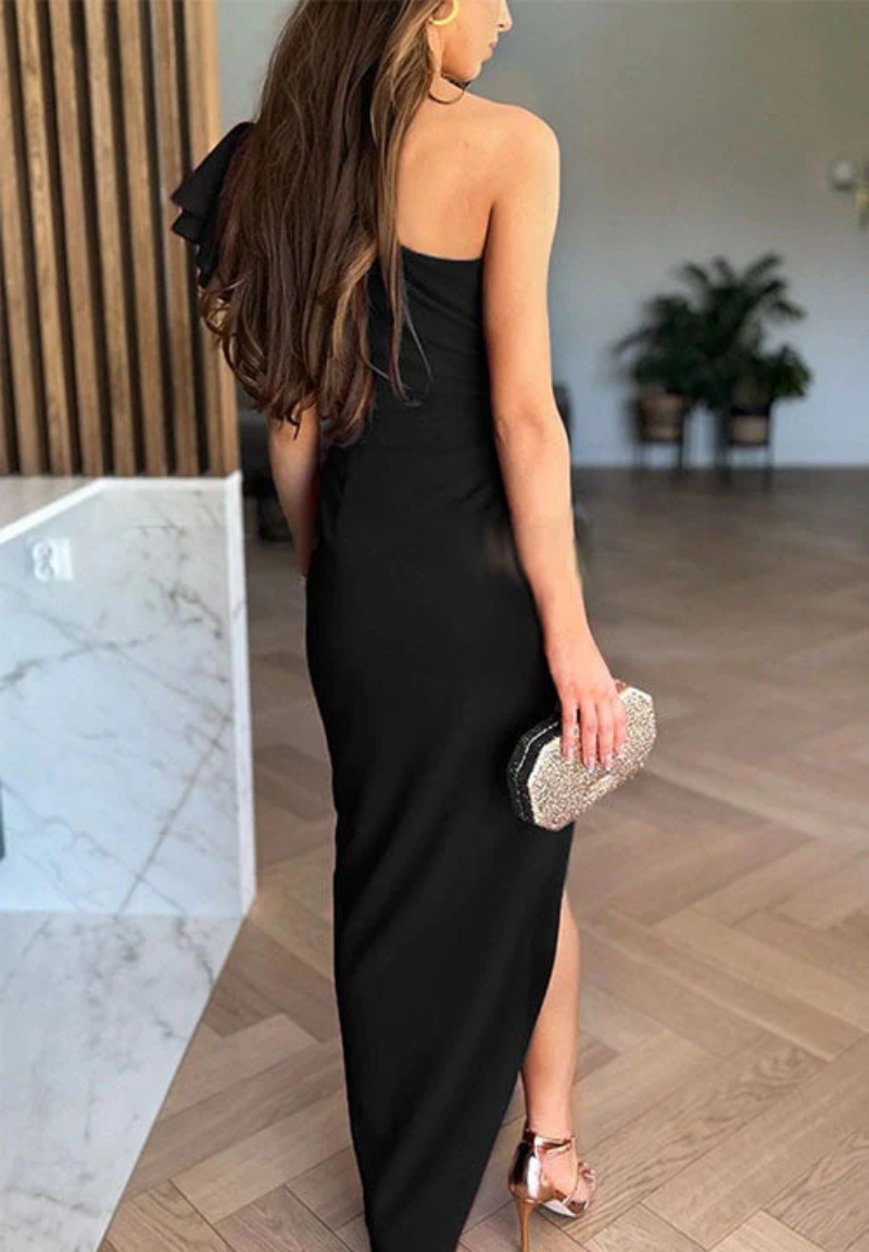 Sorellina – Ruffled shoulder – Evening dress-10199105601863-Ivory Ombre