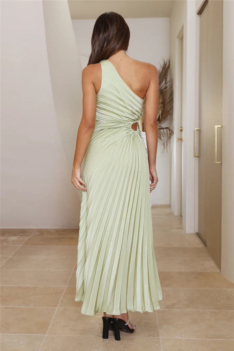 Stella - Pleated floral drape – One-shoulder maxi dress-10174853742919-Ivory Ombre