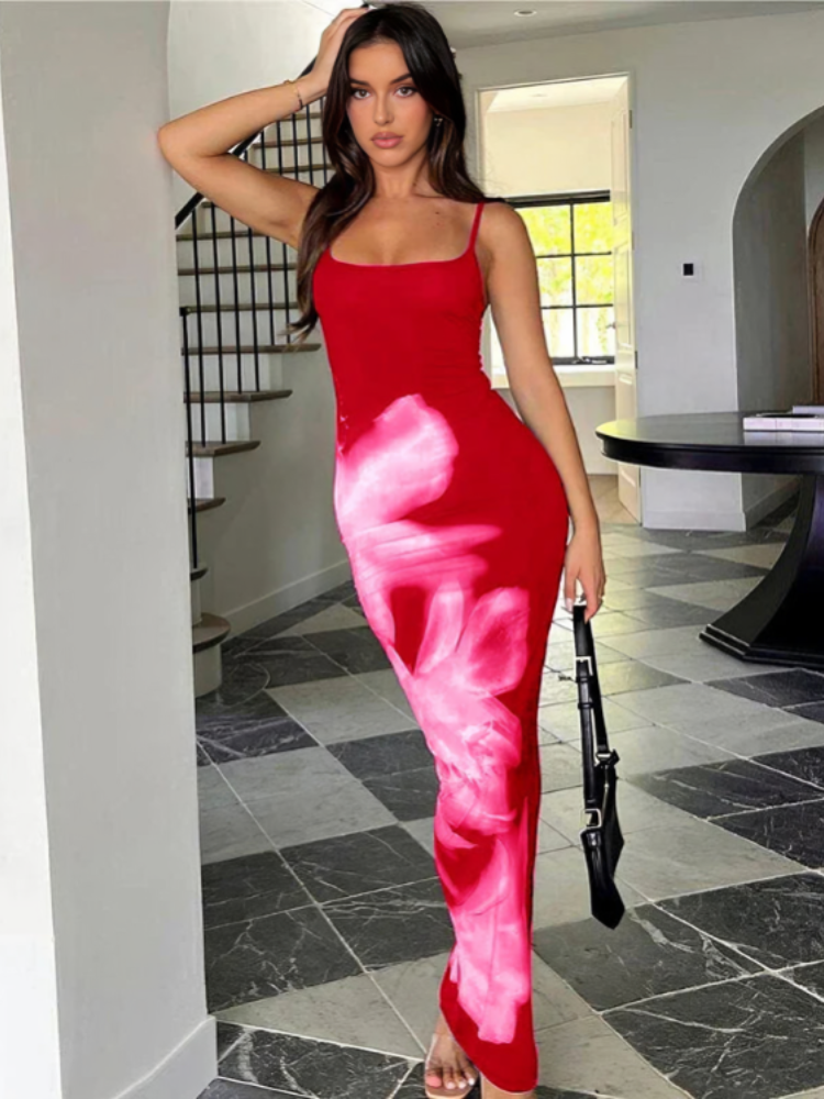 Suzanne – Abstract bloom – Bodycon maxi dress-10174853873991-Ivory Ombre