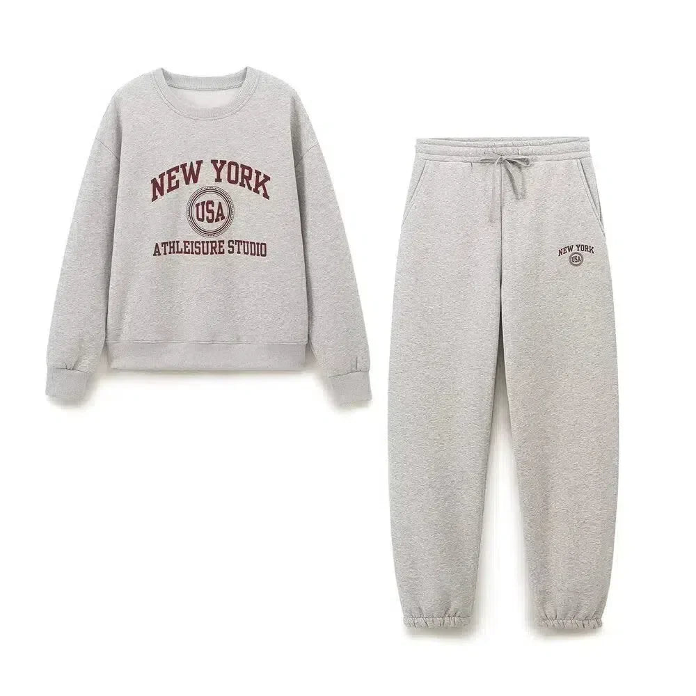 Thalassa – Crew neck sweatshirt & jogger-style pants – NYC lounge set-10174845419847-Ivory Ombre
