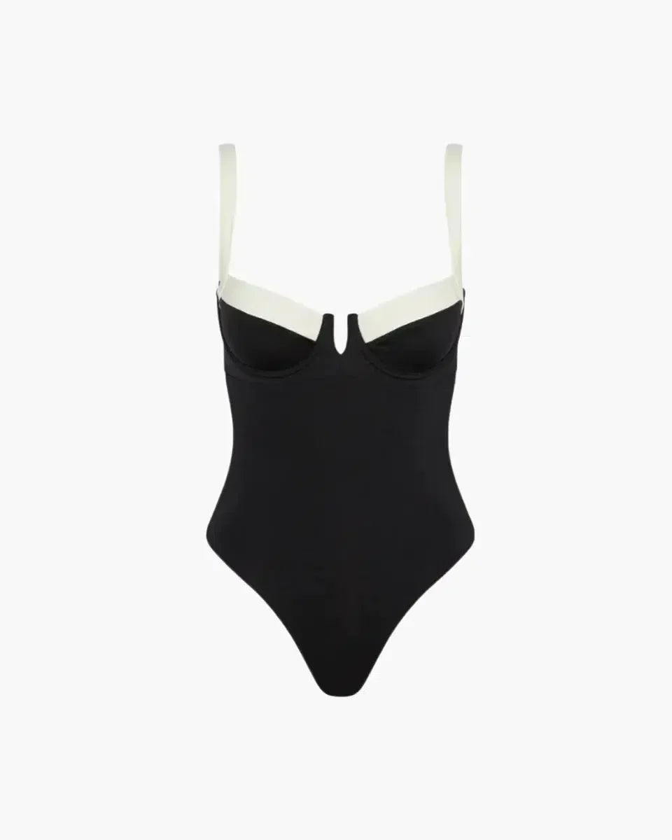 Tivana – Sleek silhouette – Colorblock one-piece swimsuit-10174701928775-Ivory Ombre
