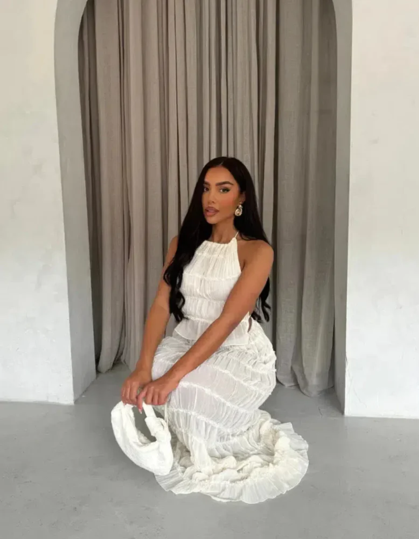 Umberta – Effortless elegance – Ruffled two-piece set-10174754488647-Ivory Ombre