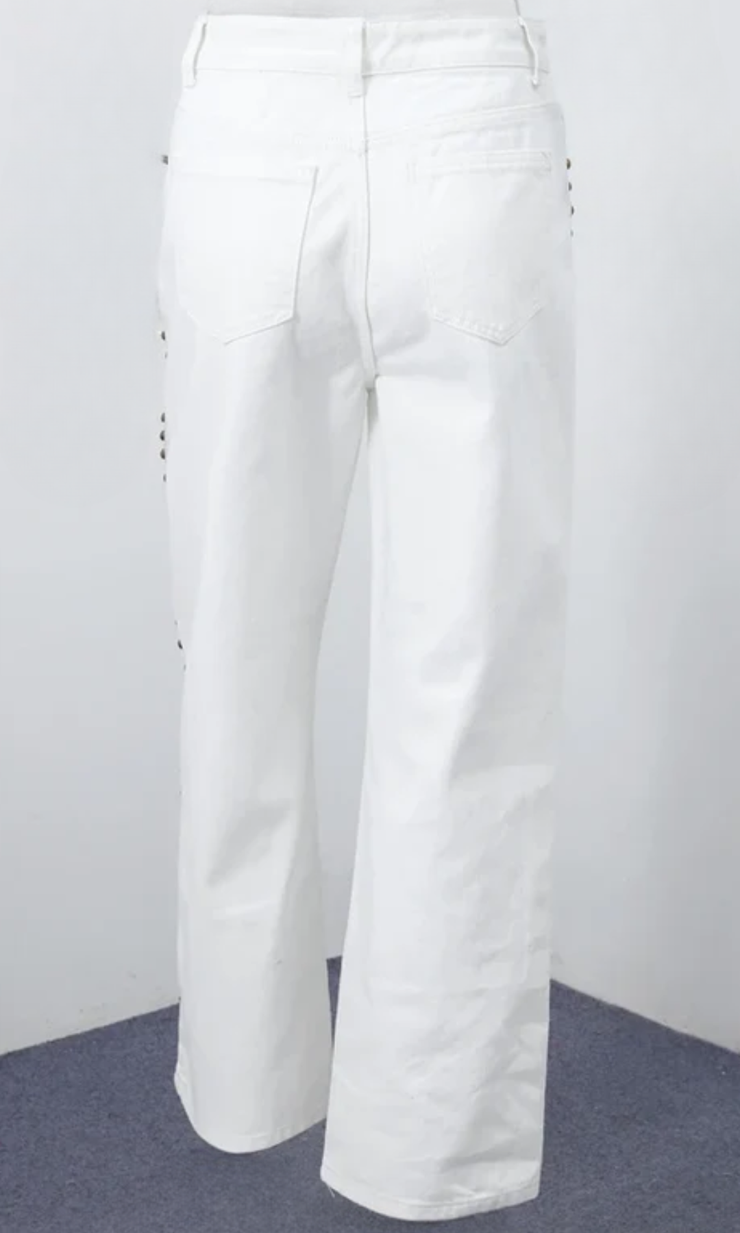 Valdenza – Gold stud trim – Straight leg jeans-10174848172359-Ivory Ombre