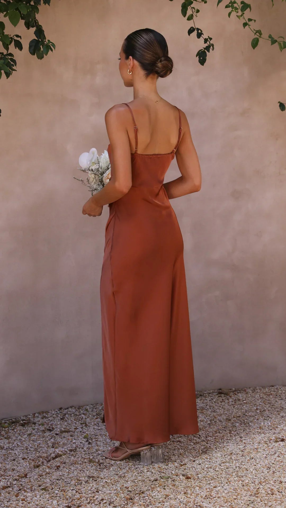 Valerie – Satin allure – Strappy slit maxi dress-10174855708999-Ivory Ombre