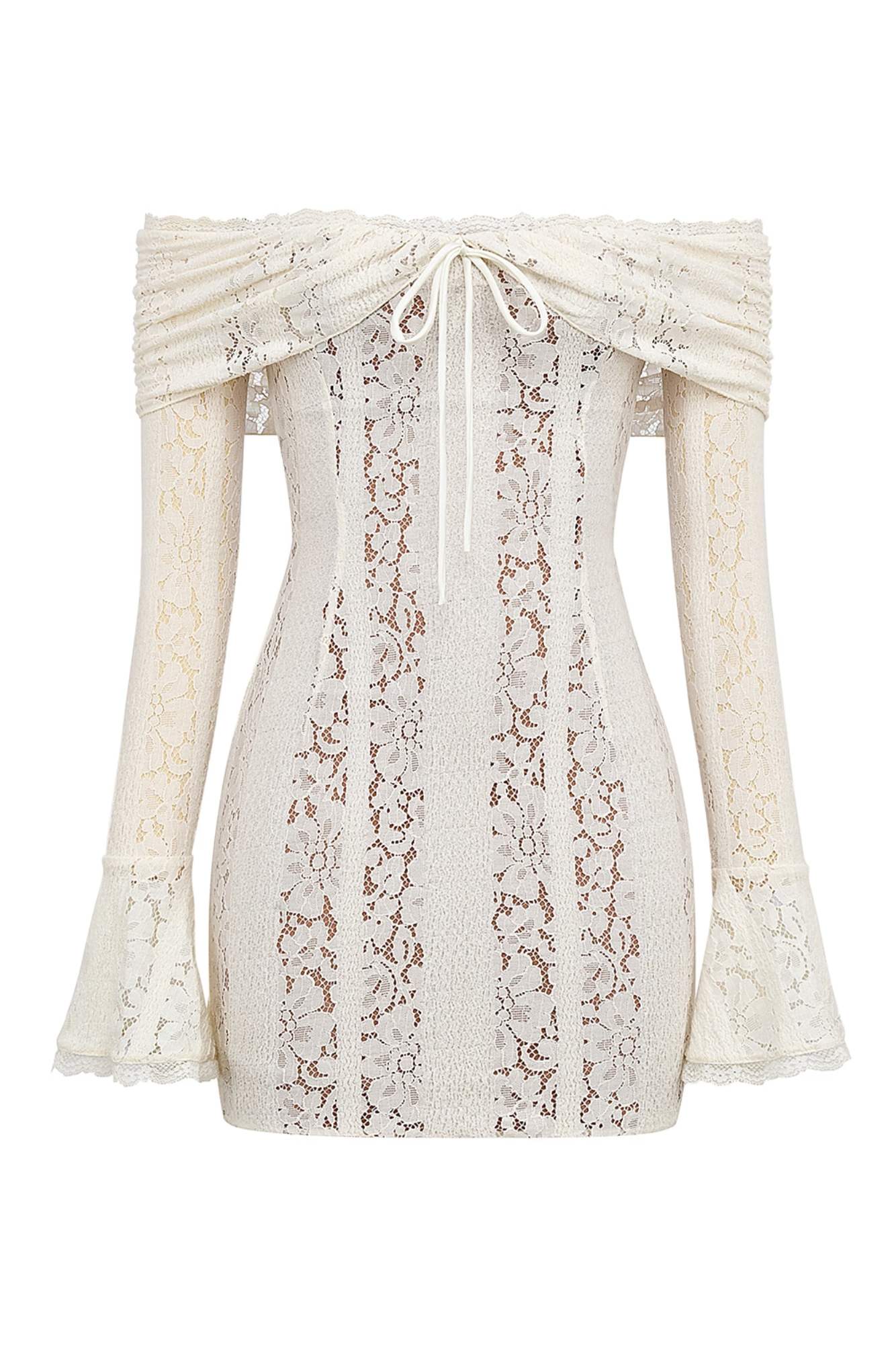 Valerienne – Off-shoulder lace – Mini dress-10183970324807-Ivory Ombre